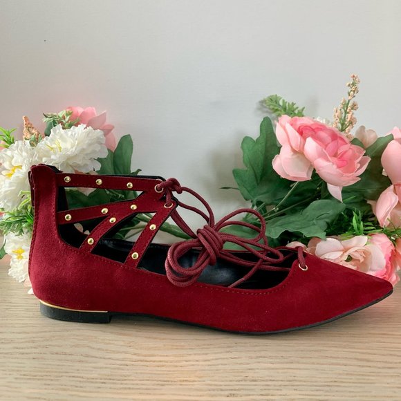 😍 QUPID "Strike-13" Burgundy Suede PU - Picture 4 of 8